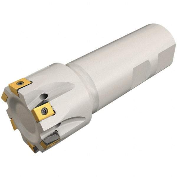 Iscar - 32mm Cut Diam, 8mm Max Depth of Cut, 32mm Shank Diam, 110mm OAL, Indexable Square Shoulder Helical End Mill - T490 LN.T 0804 Inserts, Weldon Shank, 90° Lead Angle, Through Coolant, Series Helitang - Americas Industrial Supply