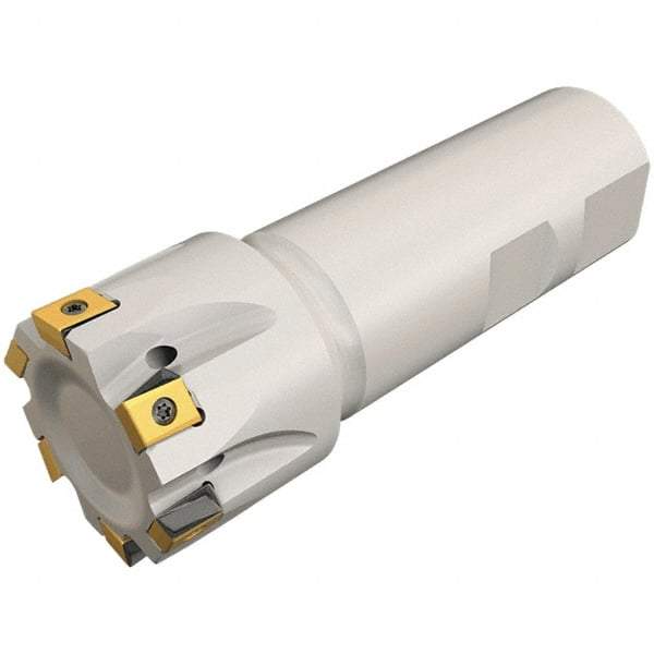 Iscar - 25mm Cut Diam, 8mm Max Depth of Cut, 25mm Shank Diam, 120mm OAL, Indexable Square Shoulder Helical End Mill - T490 LN.T 0804 Inserts, Cylindrical Shank, 90° Lead Angle, Through Coolant, Series Helitang - Americas Industrial Supply