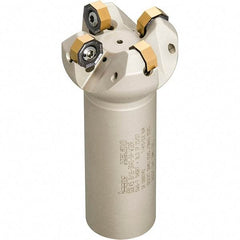 Iscar - 45° Lead Angle, 1.659" Max Cut Diam, 1-1/4" Min Cut Diam, 0.138" Max Depth of Cut, Indexable Chamfer and Angle End Mill - 3 Inserts, ONMU, OXMT, RXMT, SNMU Insert Style, 4" Overall Length, Through Coolant, Straight Shank - Americas Industrial Supply