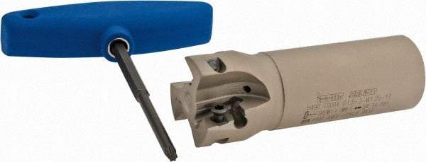 Iscar - 1-1/2" Cut Diam, 0.63" Max Depth of Cut, 1-1/4" Shank Diam, 4" OAL, Indexable Square Shoulder Helical End Mill - H490 ANKX 17.. Inserts, Weldon Shank, 90° Lead Angle, Through Coolant, Series Helido - Americas Industrial Supply