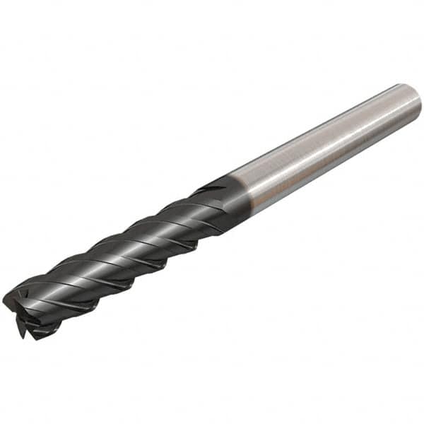 Iscar - 12mm, 48mm LOC, 12mm Shank Diam, 100mm OAL, 4 Flute, Solid Carbide Square End Mill - Single End, TiAlN Finish, Spiral Flute, 45° Helix, Right Hand Cut, Right Hand Flute - Americas Industrial Supply