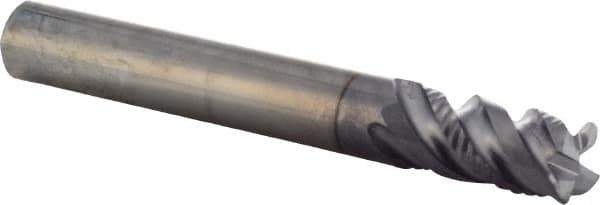 Iscar - 5/8" LOC, 4 Flute Solid Carbide Roughing & Finishing Corner Chamfer End Mill - TiCN Finish, 2-1/2" OAL, 5/16" Shank Diam, Straight Shank, 45° Helix, Non-Centercutting - Americas Industrial Supply