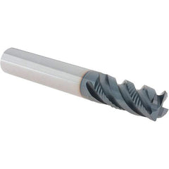 Iscar - 4 Flute Solid Carbide Roughing & Finishing Corner Chamfer End Mill - TiAlN Finish, Straight Shank, 45° Helix, Non-Centercutting, Regular Length - Americas Industrial Supply