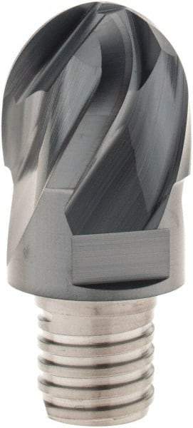 Iscar - MM EB Grade IC908 Carbide Ball Nose Milling Tip Insert - TiAlN Finish, 4 Flutes, 1" Cutting Diam, 0.86" Depth of Cut, 1.45" Extension, 1/2" Cnr Rad, 30° Helix - Americas Industrial Supply
