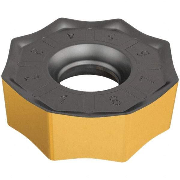 Iscar - ONMU100816 RM Grade IC830 Carbide Milling Insert - TiAlN/TiN Finish, 0.366" Thick, 1.0354" Inscribed Circle, 1.6mm Corner Radius - Americas Industrial Supply