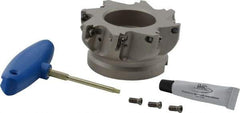 Iscar - 8 Inserts, 4" Cut Diam, 1-1/2" Arbor Diam, 0.512" Max Depth of Cut, Indexable Square-Shoulder Face Mill - 0/90° Lead Angle, 2" High, HM390 TDKT 1505 Insert Compatibility, Through Coolant, Series HeliIQMill - Americas Industrial Supply