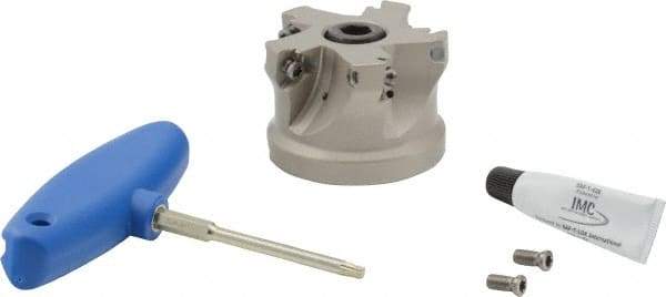 Iscar - 5 Inserts, 2-1/2" Cut Diam, 1" Arbor Diam, 0.512" Max Depth of Cut, Indexable Square-Shoulder Face Mill - 0/90° Lead Angle, 1-3/4" High, HM390 TDKT 1505 Insert Compatibility, Through Coolant, Series HeliIQMill - Americas Industrial Supply