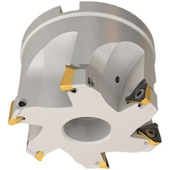 Iscar - 6 Inserts, 50mm Cut Diam, 22mm Arbor Diam, 8mm Max Depth of Cut, Indexable Square-Shoulder Face Mill - 0/90° Lead Angle, 40mm High, HM390 TPKT 1003 Insert Compatibility, Through Coolant, Series HeliIQMill - Americas Industrial Supply