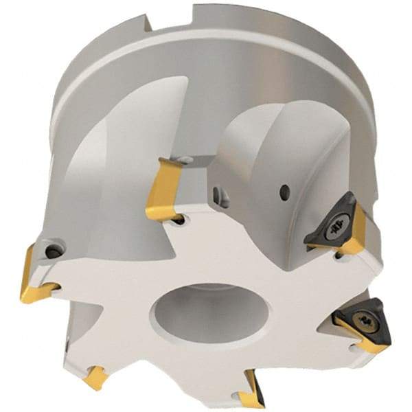 Iscar - 4 Inserts, 50mm Cut Diam, 22mm Arbor Diam, 8mm Max Depth of Cut, Indexable Square-Shoulder Face Mill - 0/90° Lead Angle, 40mm High, HM390 TPKT 1003 Insert Compatibility, Through Coolant, Series HeliIQMill - Americas Industrial Supply