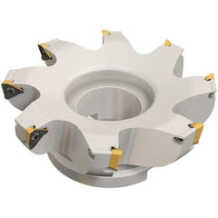 Iscar - 8 Inserts, 100mm Cut Diam, 32mm Arbor Diam, 13mm Max Depth of Cut, Indexable Square-Shoulder Face Mill - 0/90° Lead Angle, 50mm High, HM390 TDKT 1505 Insert Compatibility, Through Coolant, Series HeliIQMill - Americas Industrial Supply