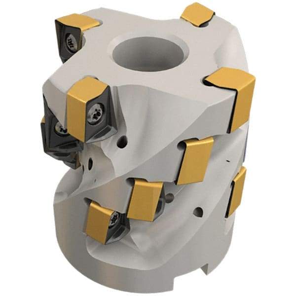 Iscar - 16 Inserts, 63mm Cut Diam, 27mm Arbor Diam, 47mm Max Depth of Cut, Indexable Square-Shoulder Face Mill - 0/90° Lead Angle, 70mm High, H490 AN.X 12 Insert Compatibility, Through Coolant, Series Helido - Americas Industrial Supply