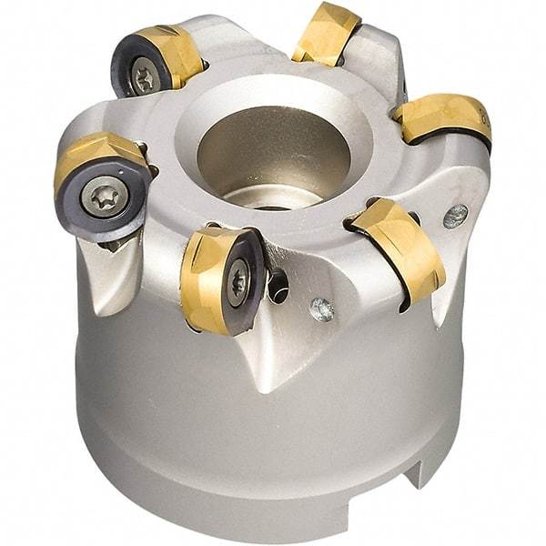 Iscar - 2" Cut Diam, 0.47" Max Depth, 3/4" Arbor Hole, 5 Inserts, H400 RNHU Insert Style, Indexable Copy Face Mill - H400 FR-16 Cutter Style, 1-1/2 High, Through Coolant, Series Helido - Americas Industrial Supply