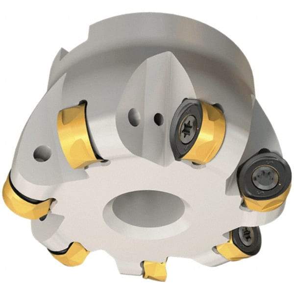 Iscar - 100mm Cut Diam, 12mm Max Depth, 32mm Arbor Hole, 9 Inserts, H400 RNHU Insert Style, Indexable Copy Face Mill - H400 FR-16 Cutter Style, 49.6mm High, Through Coolant, Series Helido - Americas Industrial Supply