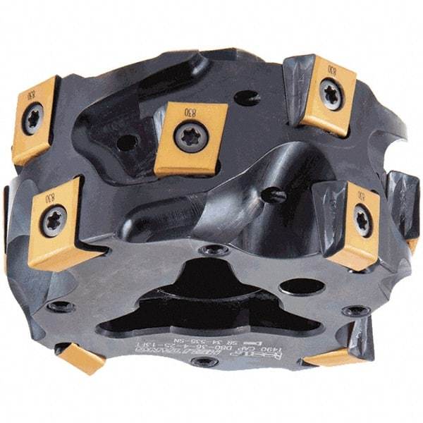 Iscar - 6 Inserts, 50mm Cut Diam, 36mm Max Depth of Cut, Indexable Square-Shoulder Face Mill - 0/90° Lead Angle, T490 LN.. 1306 Insert Compatibility, Through Coolant, Series Helitang - Americas Industrial Supply