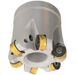 Iscar - 80mm Cut Diam, 8.7mm Max Depth, 27mm Arbor Hole, 8 Inserts, H400 RNHU Insert Style, Indexable Copy Face Mill - H400 FR-12 Cutter Style, 50mm High, Through Coolant, Series Helido - Americas Industrial Supply