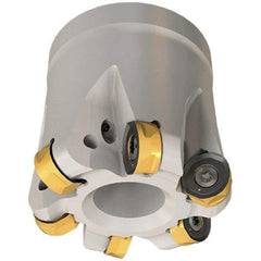 Iscar - 66mm Cut Diam, 8.7mm Max Depth, 27mm Arbor Hole, 7 Inserts, H400 RNHU Insert Style, Indexable Copy Face Mill - H400 FR-12 Cutter Style, 50mm High, Through Coolant, Series Helido - Americas Industrial Supply