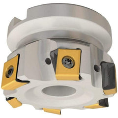 Iscar - 7 Inserts, 80mm Cut Diam, 27mm Arbor Diam, 12.5mm Max Depth of Cut, Indexable Square-Shoulder Face Mill - 0/90° Lead Angle, 50mm High, T490 LN.. 1306 Insert Compatibility, Through Coolant, Series Helitang - Americas Industrial Supply