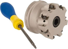 Iscar - 7 Inserts, 2" Cut Diam, 3/4" Arbor Diam, 0.315" Max Depth of Cut, Indexable Square-Shoulder Face Mill - 0/90° Lead Angle, 1.57" High, H490 AN.X 09 Insert Compatibility, Through Coolant, Series Helido - Americas Industrial Supply