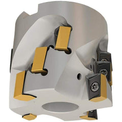 Iscar - 12 Inserts, 80mm Cut Diam, 32mm Arbor Diam, 46.5mm Max Depth of Cut, Indexable Square-Shoulder Face Mill - 0/90° Lead Angle, 70mm High, H490 AN.X 17 Insert Compatibility, Through Coolant, Series Helido - Americas Industrial Supply