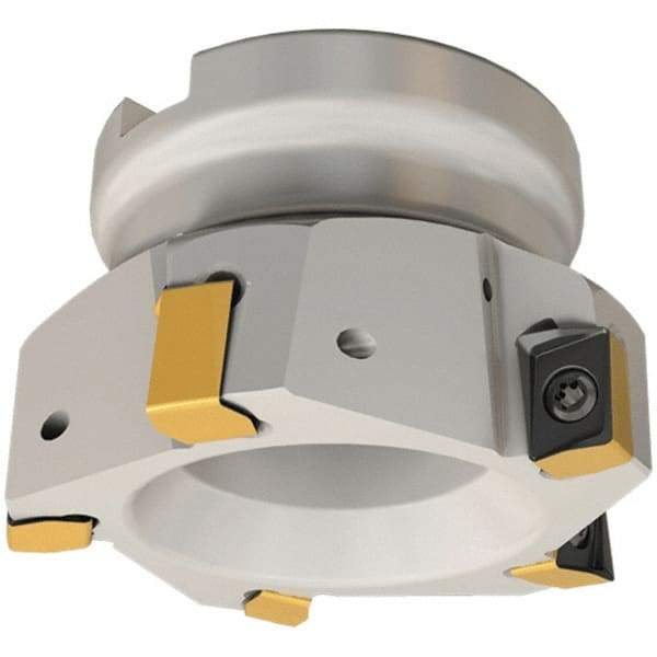 Iscar - 7 Inserts, 80mm Cut Diam, 27mm Arbor Diam, 12mm Max Depth of Cut, Indexable Square-Shoulder Face Mill - 0/90° Lead Angle, 50mm High, H490 AN.X 12 Insert Compatibility, Through Coolant, Series Helido - Americas Industrial Supply