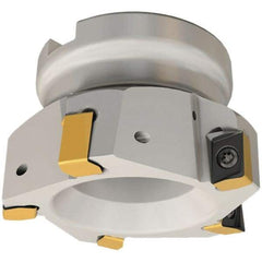 Iscar - 6 Inserts, 63mm Cut Diam, 27mm Arbor Diam, 12mm Max Depth of Cut, Indexable Square-Shoulder Face Mill - 0/90° Lead Angle, 50mm High, H490 AN.X 12 Insert Compatibility, Through Coolant, Series Helido - Americas Industrial Supply