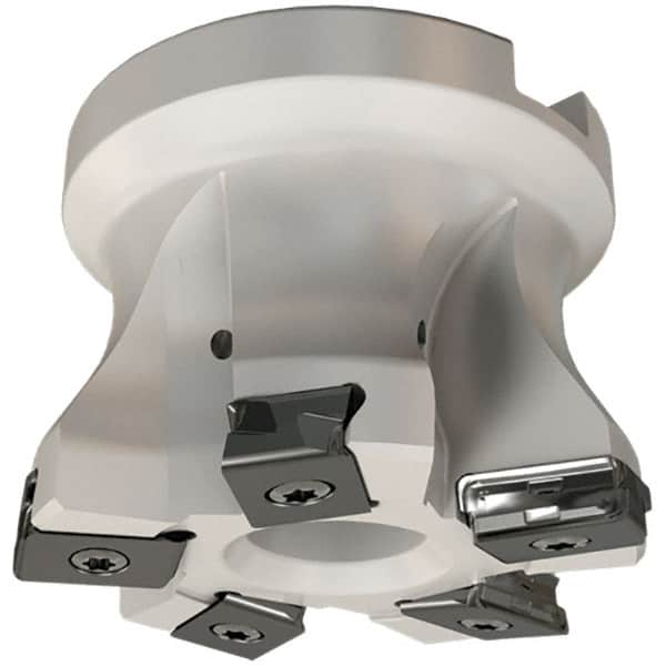 Iscar - 6 Inserts, 80mm Cut Diam, 32mm Arbor Diam, 3mm Max Depth of Cut, Indexable Square-Shoulder Face Mill - 0/90° Lead Angle, 50mm High, HTP LNHT 1006 Insert Compatibility, Through Coolant, Series TangPlunge - Americas Industrial Supply