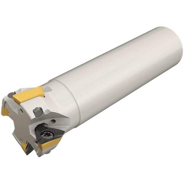 Iscar - 50mm Cut Diam, 13mm Max Depth of Cut, 32mm Shank Diam, 130mm OAL, Indexable Square Shoulder Helical End Mill - HM390 TDKT 1505 Inserts, Cylindrical Shank, 90° Lead Angle, Through Coolant, Series HeliIQMill - Americas Industrial Supply