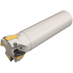 Iscar - 50mm Cut Diam, 13mm Max Depth of Cut, 32mm Shank Diam, 130mm OAL, Indexable Square Shoulder Helical End Mill - HM390 TDKT 1505 Inserts, Cylindrical Shank, 90° Lead Angle, Through Coolant, Series HeliIQMill - Americas Industrial Supply