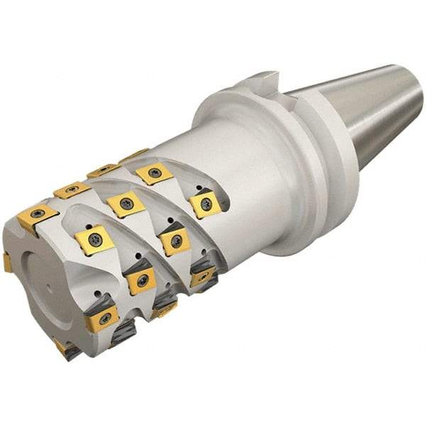 Iscar - 80mm Cut Diam, 82mm Max Depth of Cut, Indexable Square Shoulder End Mill - T490 LN.T 13.. Inserts, BT50 Taper Shank, 90° Lead Angle, Through Coolant, Series Helitang - Americas Industrial Supply