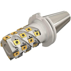 Iscar - 63mm Cut Diam, 81mm Max Depth of Cut, Indexable Square Shoulder End Mill - T490 LN.T 13.. Inserts, INT50 Taper Shank, 90° Lead Angle, Through Coolant, Series Helitang - Americas Industrial Supply