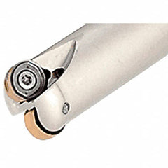 Iscar - 1-1/4" Cut Diam, 0.295" Max Depth of Cut, 1-1/4" Shank Diam, 5" OAL, Indexable Copy End Mill - 5 Inserts, H400 RNHU Insert, Weldon Shank, Through Coolant - Americas Industrial Supply