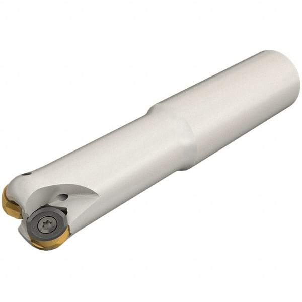 Iscar - 25mm Cut Diam, 8.7mm Max Depth of Cut, 25mm Shank Diam, 120mm OAL, Indexable Copy End Mill - 2 Inserts, H400 RNHU 1205 Insert, Cylindrical Shank, Through Coolant - Americas Industrial Supply