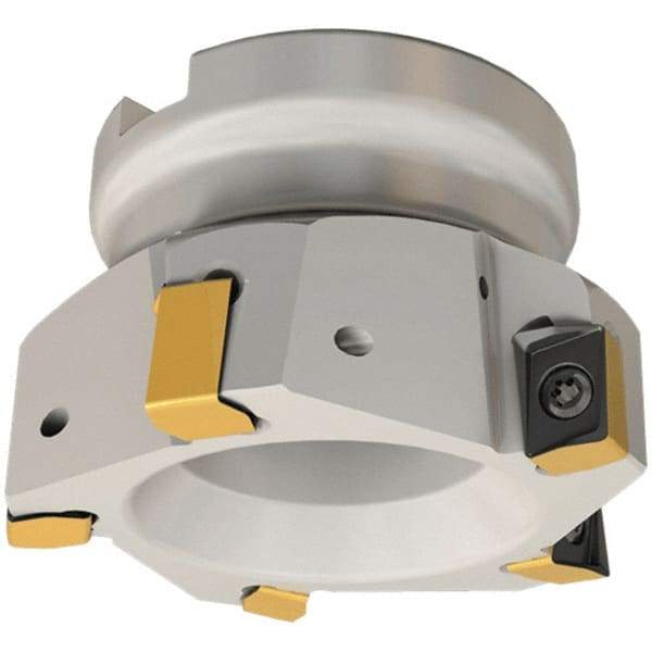 Iscar - 6 Inserts, 100mm Cut Diam, 32mm Arbor Diam, 12mm Max Depth of Cut, Indexable Square-Shoulder Face Mill - 0/90° Lead Angle, 50mm High, H490 AN.X 12 Insert Compatibility, Through Coolant, Series Helido - Americas Industrial Supply