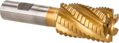 Hertel - 1-1/4" Diam, Coarse Pitch, 2" LOC, 6 Flute Cobalt Roughing Square End Mill - TiN Finish, 4-1/2" OAL, 3/4" Shank Diam, Single End, 30° Helix - Americas Industrial Supply