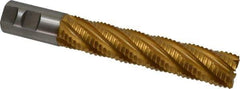 Hertel - 1-1/4" Diam, Coarse Pitch, 6" LOC, 6 Flute Cobalt Roughing Square End Mill - TiN Finish, 8-1/2" OAL, 1-1/4" Shank Diam, Single End, 30° Helix - Americas Industrial Supply