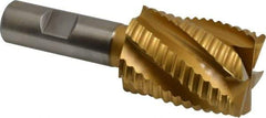 Hertel - 1-1/2" Diam, Coarse Pitch, 2" LOC, 6 Flute Cobalt Roughing Square End Mill - TiN Finish, 4-1/4" OAL, 3/4" Shank Diam, Single End, Centercutting, 30° Helix - Americas Industrial Supply