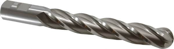 Hertel - 1" Diam, 6" LOC, 4 Flute Cobalt Ball End Mill - Uncoated, Single End, 8-1/2" OAL, 1" Shank Diam, Spiral Flute - Americas Industrial Supply