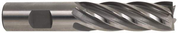 Hertel - 1", 4" LOC, 1" Shank Diam, 6-1/2" OAL, 6 Flute, Cobalt Square End Mill - Single End, Uncoated, Spiral Flute, 30° Helix, Centercutting, Right Hand Cut, Right Hand Flute - Americas Industrial Supply