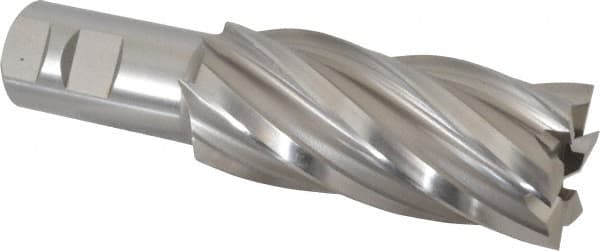 Hertel - 1-3/4", 4" LOC, 1-1/4" Shank Diam, 6-1/2" OAL, 6 Flute, Cobalt Square End Mill - Single End, Uncoated, Spiral Flute, 30° Helix, Right Hand Cut, Right Hand Flute - Americas Industrial Supply