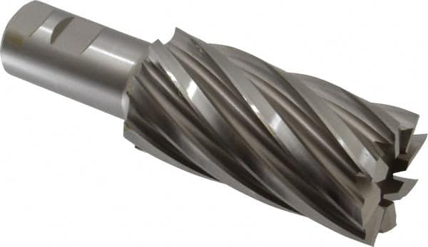 Hertel - 2", 4" LOC, 1-1/4" Shank Diam, 6-1/2" OAL, 8 Flute, Cobalt Square End Mill - Single End, Uncoated, Spiral Flute, 30° Helix, Right Hand Cut, Right Hand Flute - Americas Industrial Supply