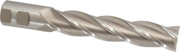 Hertel - 1-1/4", 6" LOC, 1-1/4" Shank Diam, 8-1/2" OAL, 4 Flute, Cobalt Square End Mill - Single End, Uncoated, Spiral Flute, 30° Helix, Centercutting, Right Hand Cut, Right Hand Flute - Americas Industrial Supply
