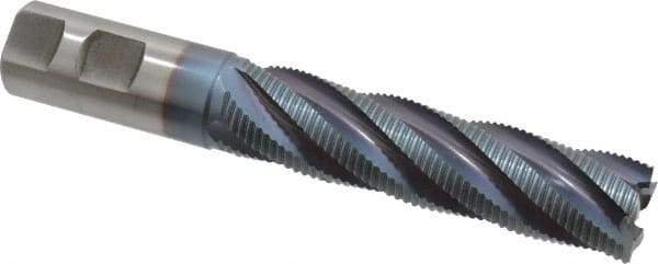 Hertel - 1" Diam, Fine Pitch, 4" LOC, 5 Flute Cobalt Roughing Square End Mill - TiCN Finish, 6-1/2" OAL, 1" Shank Diam, Single End, 30° Helix - Americas Industrial Supply