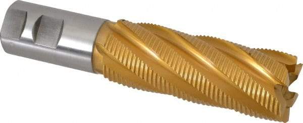 Hertel - 1-1/2" Diam, Fine Pitch, 4" LOC, 6 Flute Cobalt Roughing Square End Mill - TiN Finish, 6-1/2" OAL, 1-1/4" Shank Diam, Single End, 30° Helix - Americas Industrial Supply