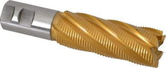 Hertel - 1-1/2" Diam, Fine Pitch, 4" LOC, 6 Flute Cobalt Roughing Square End Mill - TiN Finish, 6-1/2" OAL, 1-1/4" Shank Diam, Single End, 30° Helix - Americas Industrial Supply