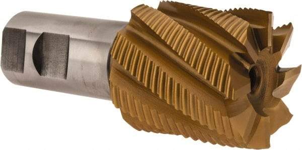 Hertel - 2" Diam, Fine Pitch, 2" LOC, 8 Flute Cobalt Roughing Square End Mill - TiN Finish, 6-1/2" OAL, 1-1/4" Shank Diam, Single End, 30° Helix - Americas Industrial Supply