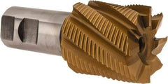 Hertel - 2" Diam, Fine Pitch, 2" LOC, 8 Flute Cobalt Roughing Square End Mill - TiN Finish, 6-1/2" OAL, 1-1/4" Shank Diam, Single End, 30° Helix - Americas Industrial Supply