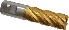 Hertel - 1-1/4" Diam, Fine Pitch, 3" LOC, 6 Flute Cobalt Roughing Square End Mill - TiN Finish, 5-1/2" OAL, 1-1/4" Shank Diam, Single End, Centercutting, 30° Helix - Americas Industrial Supply