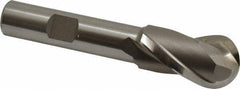 Hertel - 3/4" Diam, 1-5/16" LOC, 2 Flute High Speed Steel Ball End Mill - Uncoated, Single End, 3-5/16" OAL, 1/2" Shank Diam, Spiral Flute - Americas Industrial Supply