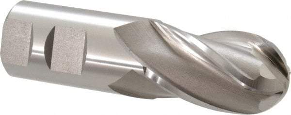 Hertel - 1-1/4" Diam, 2" LOC, 4 Flute High Speed Steel Ball End Mill - Uncoated, Single End, 4-1/2" OAL, 1-1/4" Shank Diam, Spiral Flute - Americas Industrial Supply