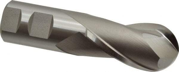 Hertel - 1-3/8" Diam, 2-1/2" LOC, 2 Flute High Speed Steel Ball End Mill - Uncoated, Single End, 5" OAL, 1-1/4" Shank Diam, Spiral Flute - Americas Industrial Supply